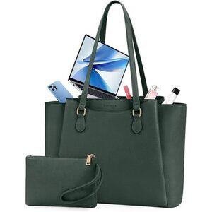 Women 15.6 Inch Work Tote Bags Waterproof Green